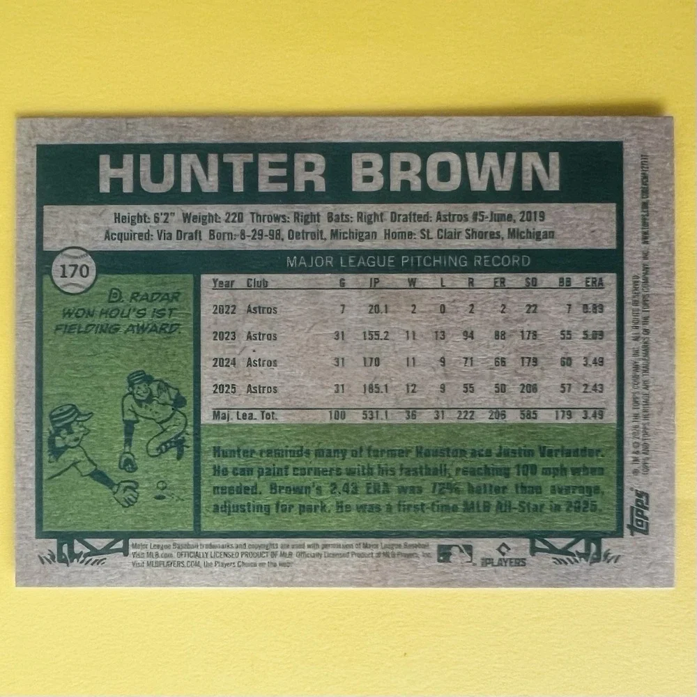 2026 Topps Heritage‎ Baseball Hunter Brown #170 Houston Astros Base